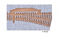 TILLIG 86361 - TT Gleisbettung Modellgleis hell (grau) für einfache Weiche rechte Weiche (EW 1 83321 15°)